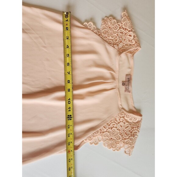Philosophy Romantic Pink Shirt Short Flutter Sleeve Scoop Neck Size X-Small - Picture 6 of 8